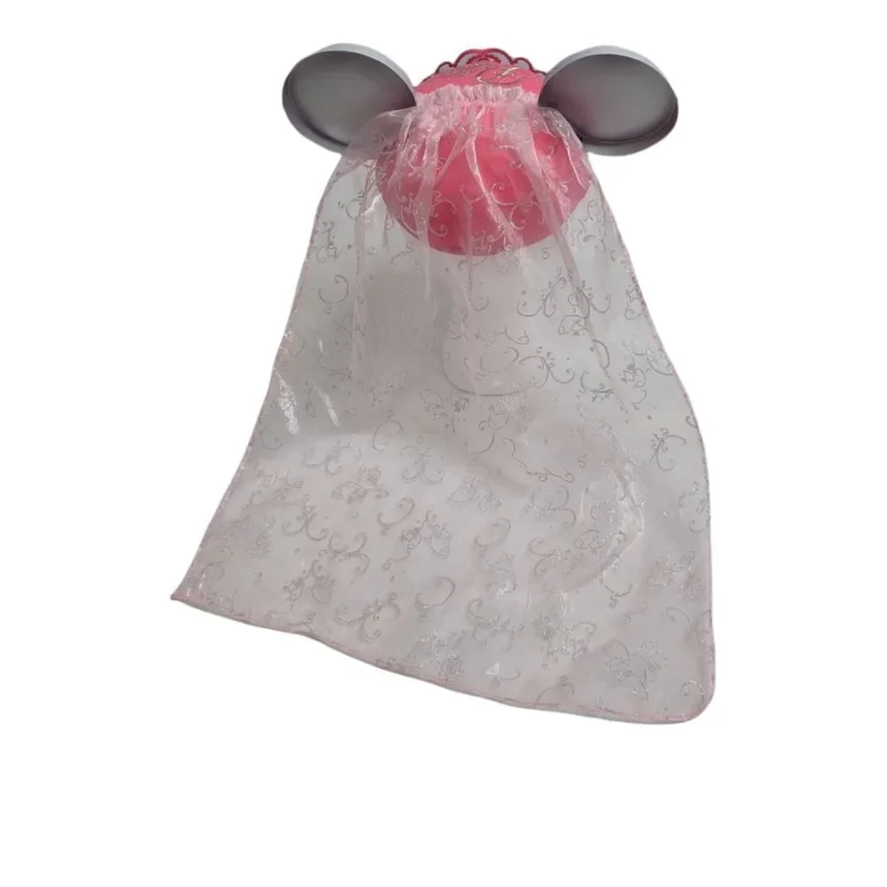 DISNEY hat‎ pink princess crown and veil mouse ears adult size wedding veil